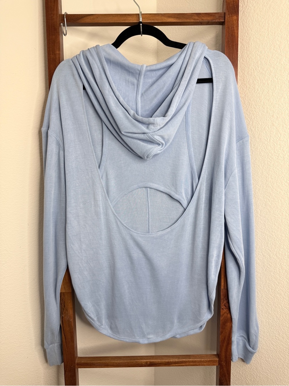 FP Movement Back Into It Hoodie Harbor Blue Size Large Open Back Free People - Picture 4 of 13